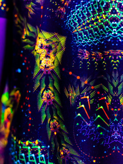 Black t-shirt Cosmic Snakes, UV rave outfit, full print - Image 5