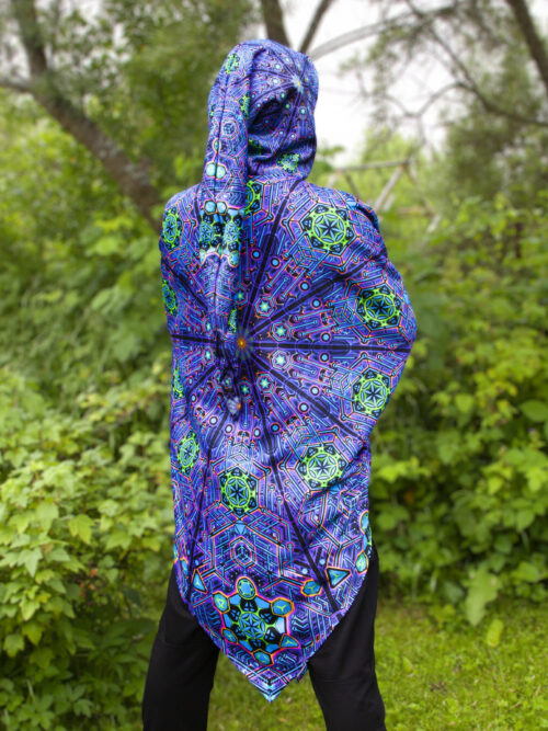 UV Rave Outfit Metatron, Psychedelic Festival Clothing, Fluorescent Poncho - Image 5