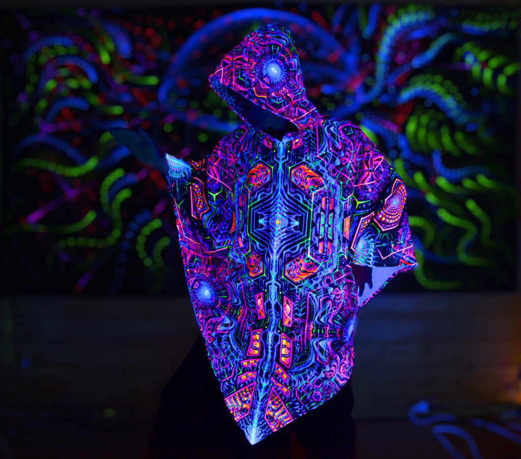 Psychedelic Festival Clothing Exo, UV Rave Outfit, Full Print Poncho