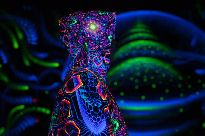 UV Festival Clothing Energy, Psychedelic Rave Outfit, Fluorescent Poncho - Image 6
