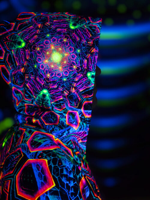 UV Festival Clothing Energy, Psychedelic Rave Outfit, Fluorescent Poncho - Image 7