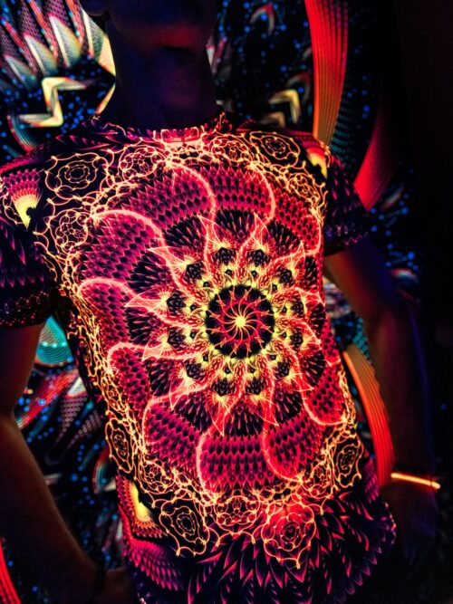 Rave Wonderland Agni, Psychedelic Festival Outfit, UV Print - Image 1
