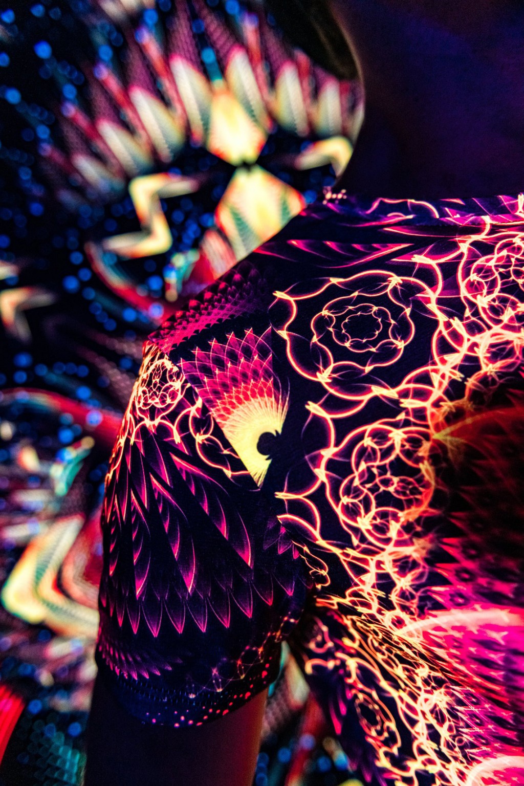 Rave Wonderland Agni, Psychedelic Festival Outfit, UV Print - Image 5