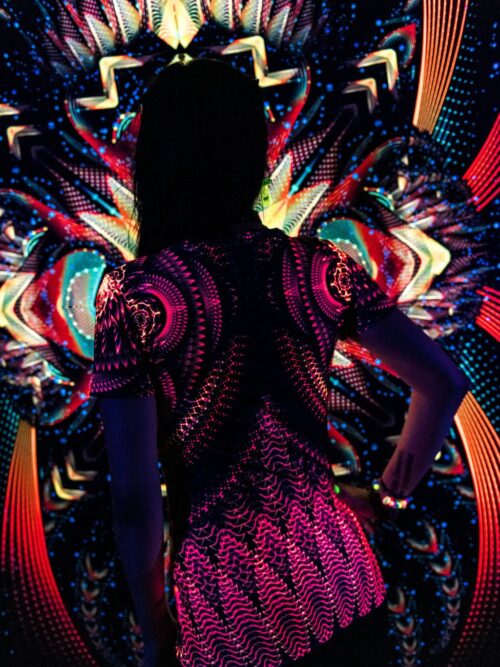 Rave Wonderland Agni, Psychedelic Festival Outfit, UV Print - Image 7