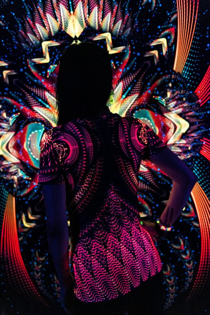 Rave Wonderland Agni, Psychedelic Festival Outfit, UV Print
