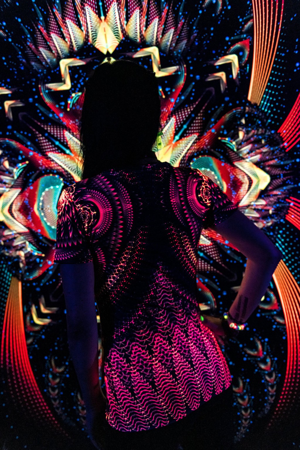 Rave Wonderland Agni, Psychedelic Festival Outfit, UV Print - Image 7