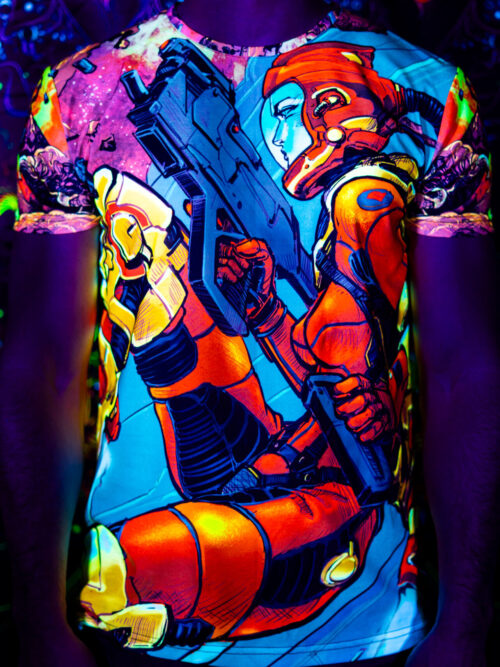 Festival Clothing Space Encounter, Rave Outfit, Full Print UV T-Shirt - Image 1