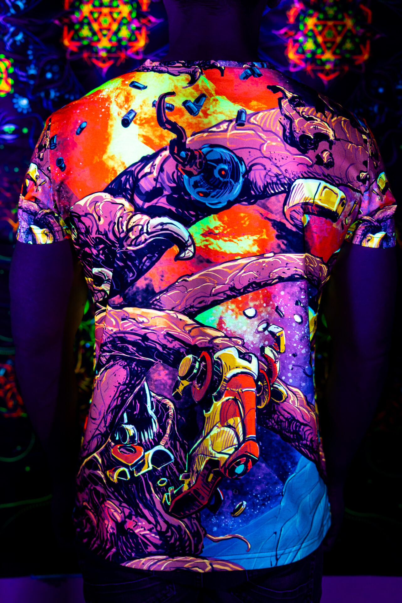 Festival Clothing Space Encounter, Rave Outfit, Full Print UV T-Shirt - Image 4