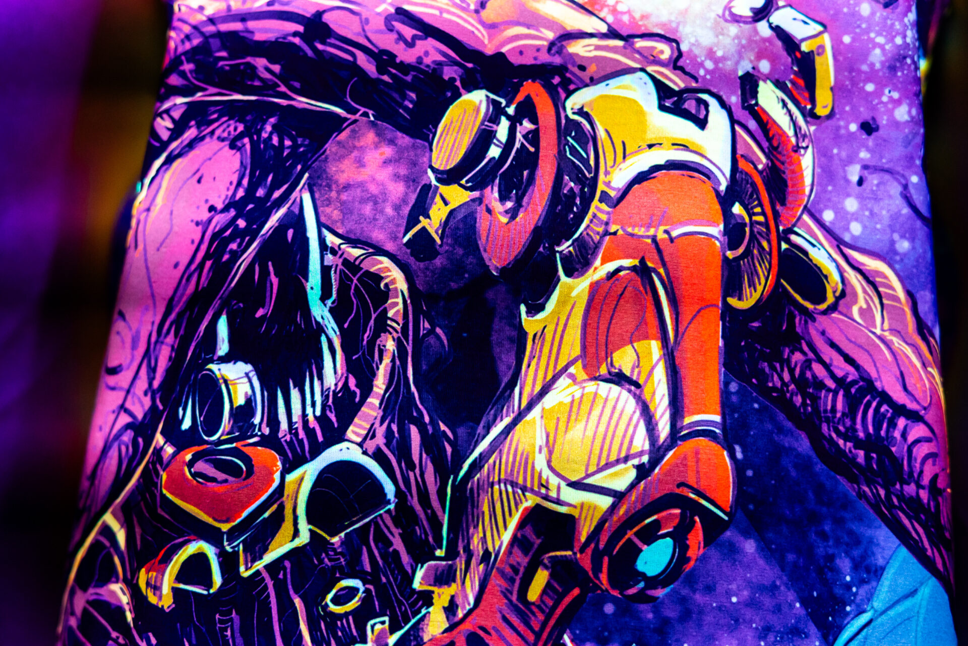 Festival Clothing Space Encounter, Rave Outfit, Full Print UV T-Shirt - Image 5
