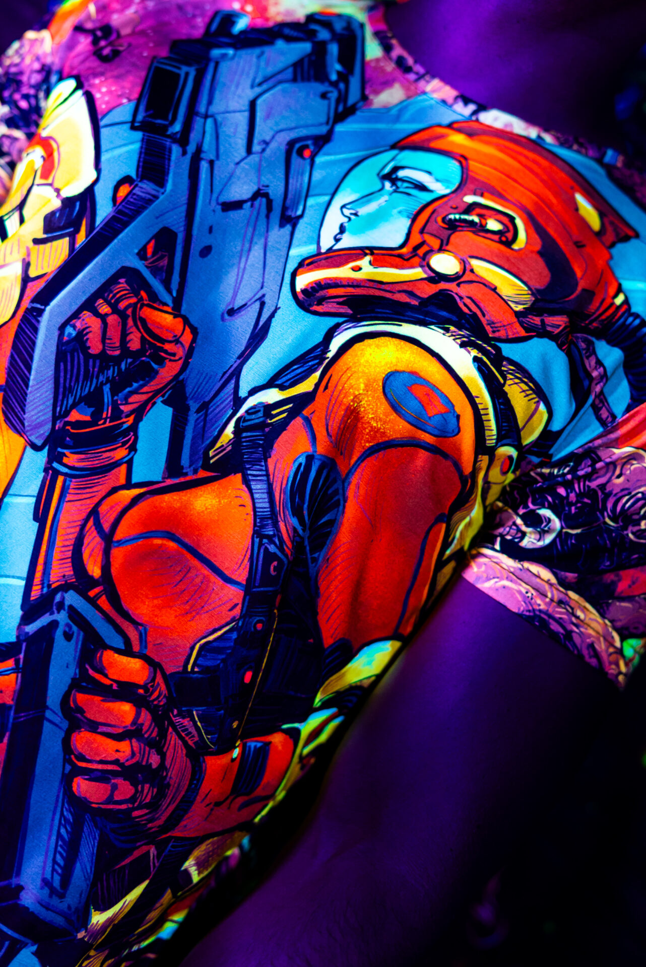 Festival Clothing Space Encounter, Rave Outfit, Full Print UV T-Shirt - Image 6
