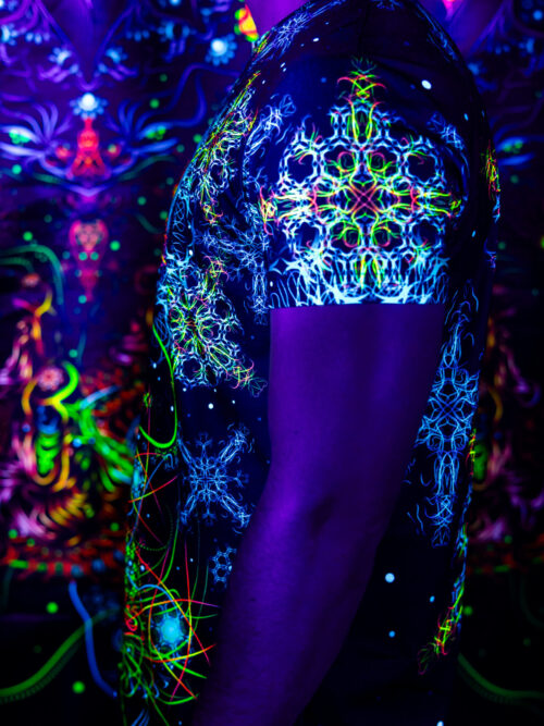 Rave Outfit Space Of Power, UV Festival Clothing, Full Print T-Shirt - Image 4