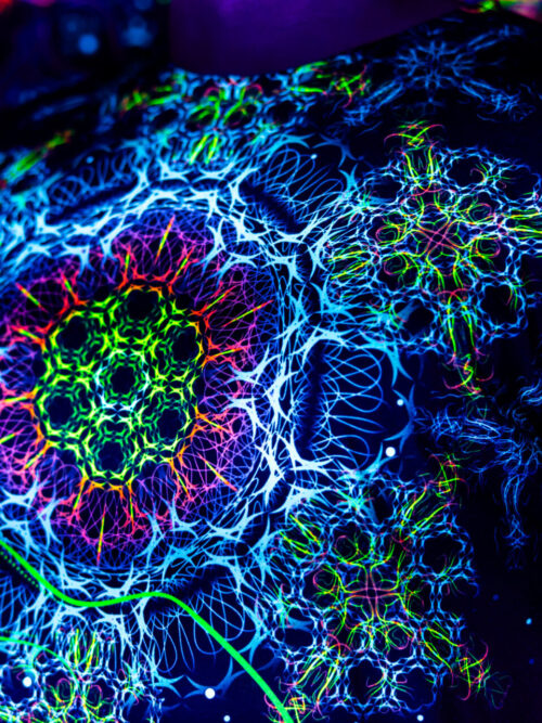Rave Outfit Space Of Power, UV Festival Clothing, Full Print T-Shirt - Image 3