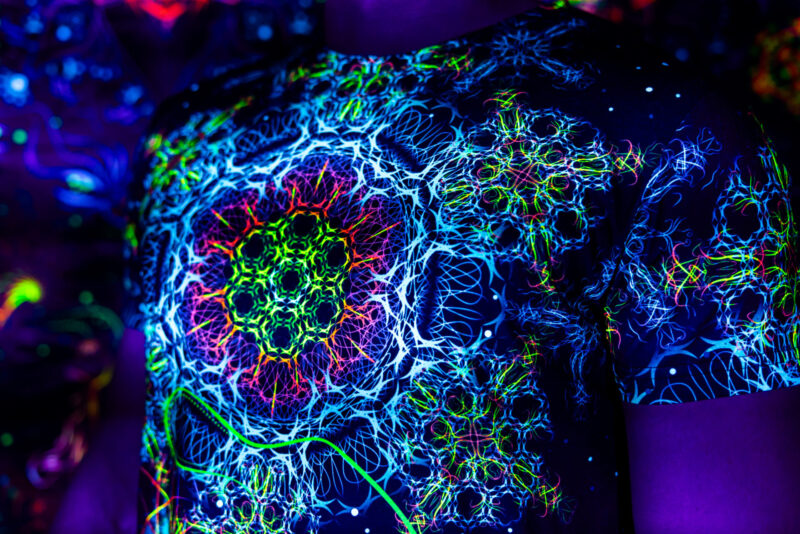 Rave Outfit Space Of Power, UV Festival Clothing, Full Print T-Shirt - Image 3