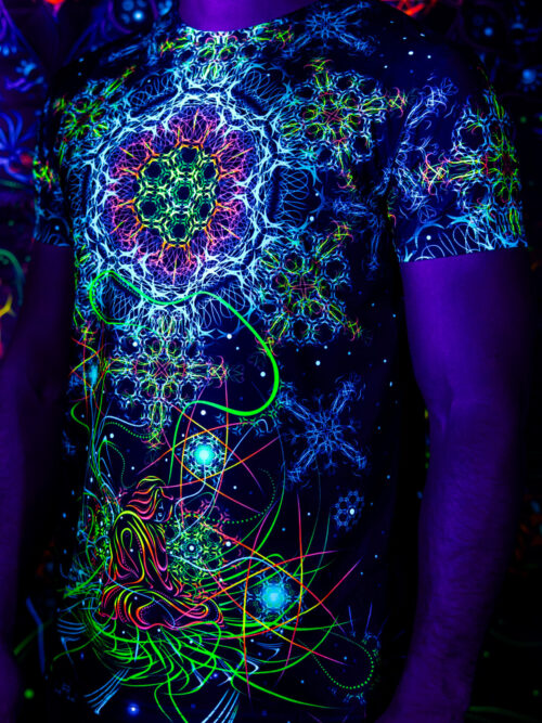 Rave Outfit Space Of Power, UV Festival Clothing, Full Print T-Shirt - Image 2