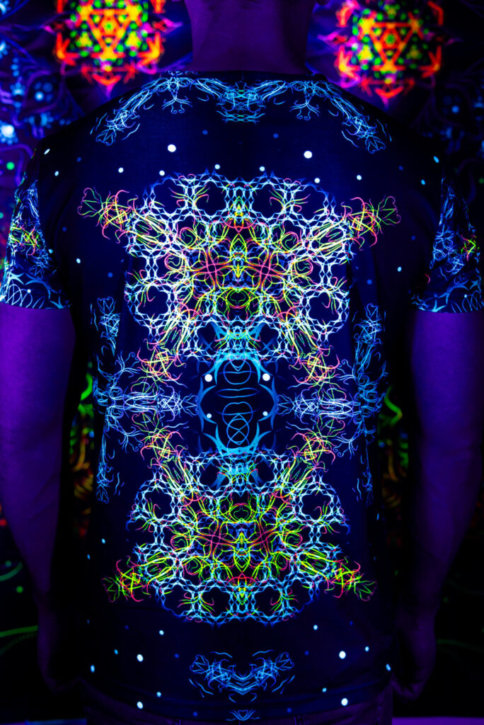 Rave Outfit Space Of Power, UV Festival Clothing, Full Print T-Shirt