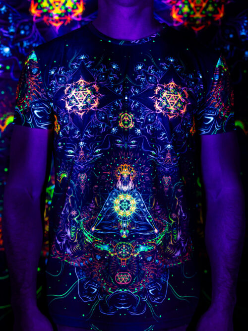 Psychedelic Rave Outfit Swarupa, UV Active Full Print T-Shirt - Image 1