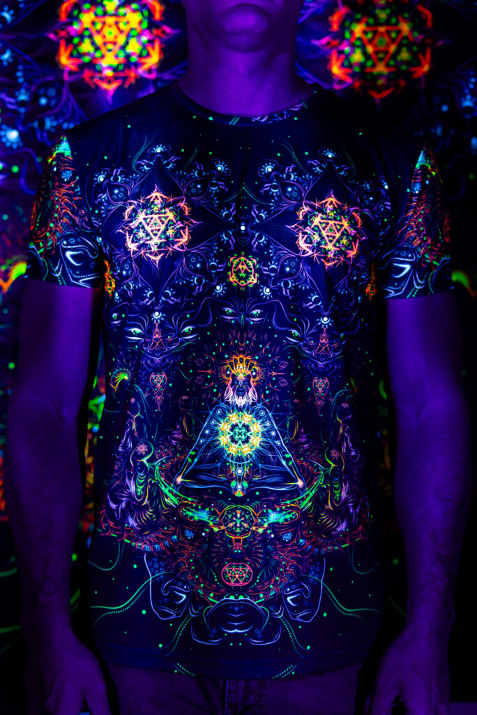 Psychedelic Rave Outfit Swarupa, UV Active Full Print T-Shirt