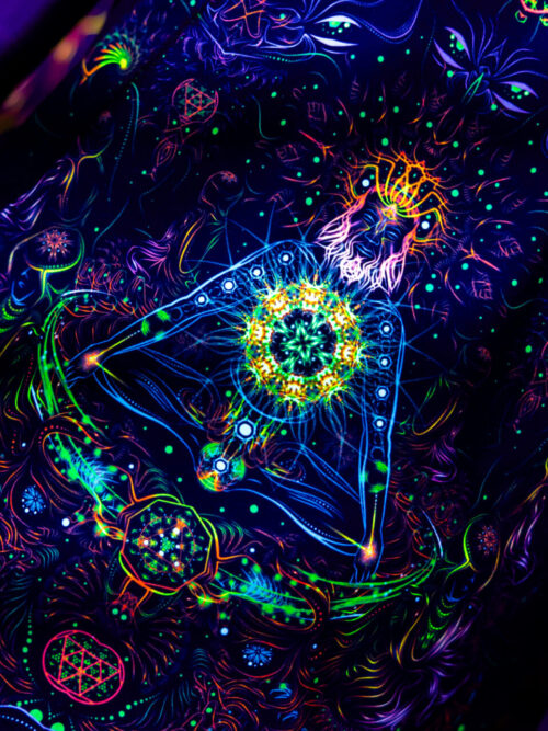Psychedelic Rave Outfit Swarupa, UV Active Full Print T-Shirt - Image 4