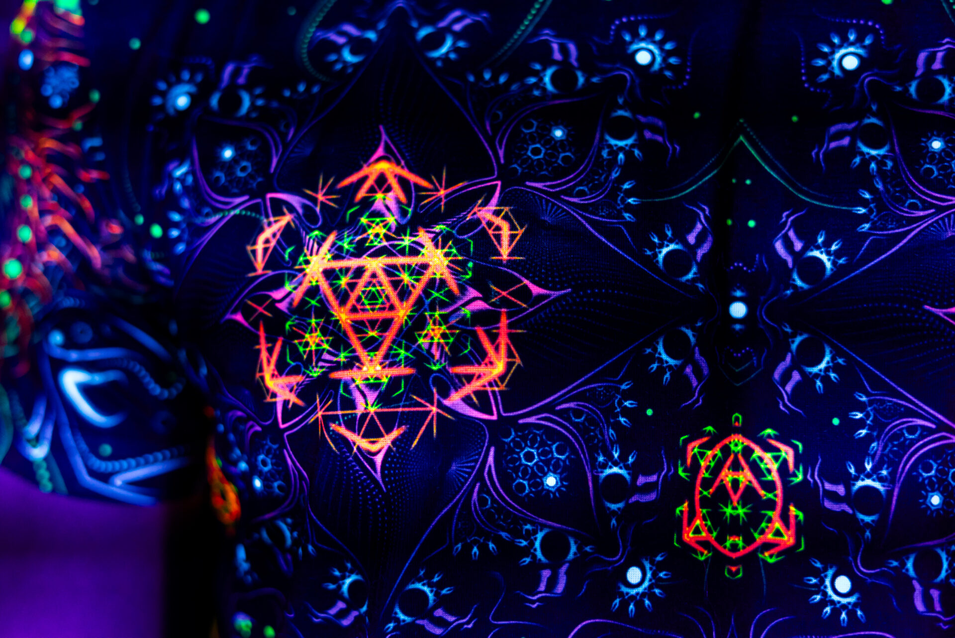 Psychedelic Rave Outfit Swarupa, UV Active Full Print T-Shirt - Image 6