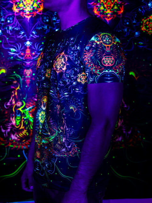 Psychedelic Rave Outfit Swarupa, UV Active Full Print T-Shirt - Image 2