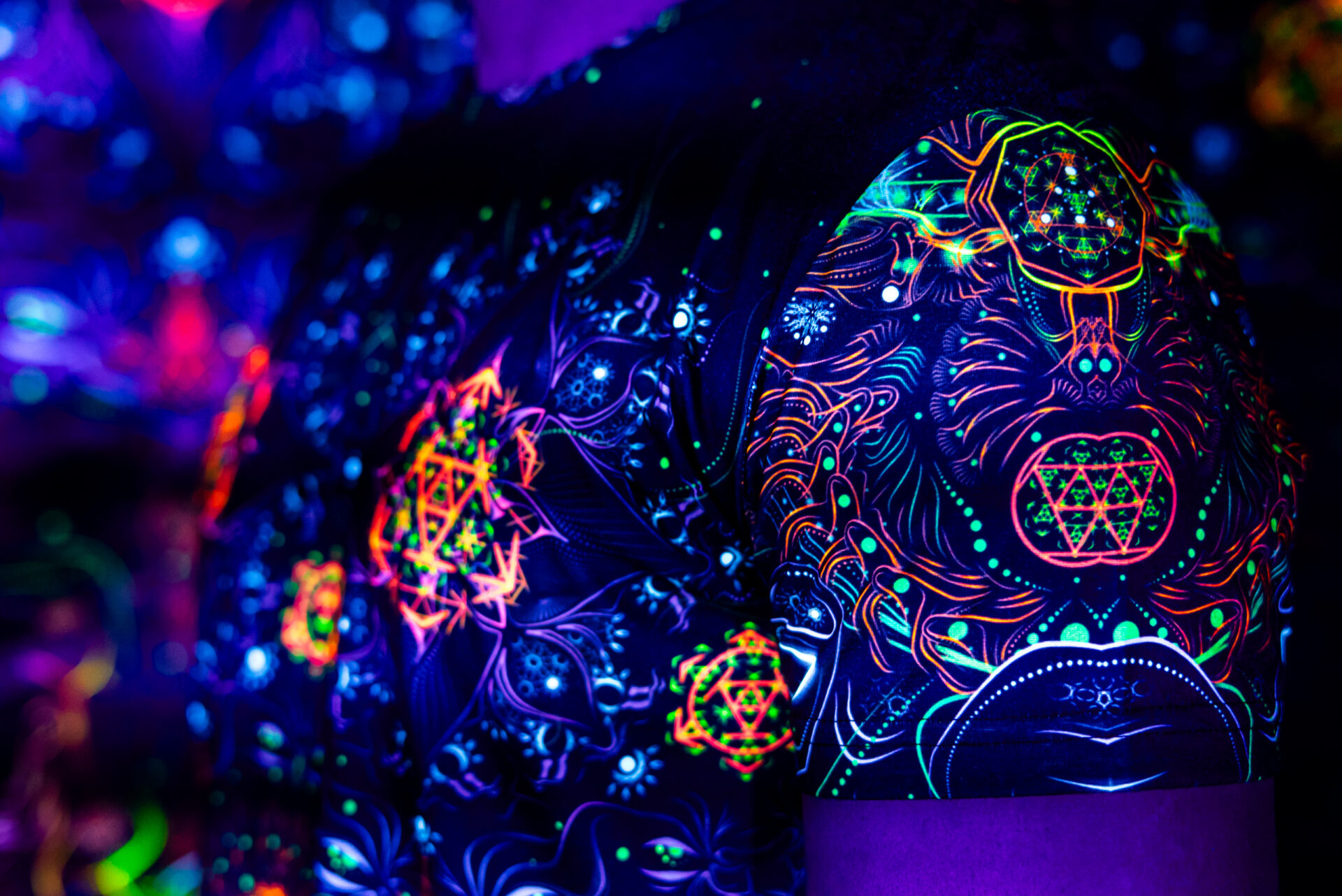 Psychedelic Rave Outfit Swarupa, UV Active Full Print T-Shirt - Image 7