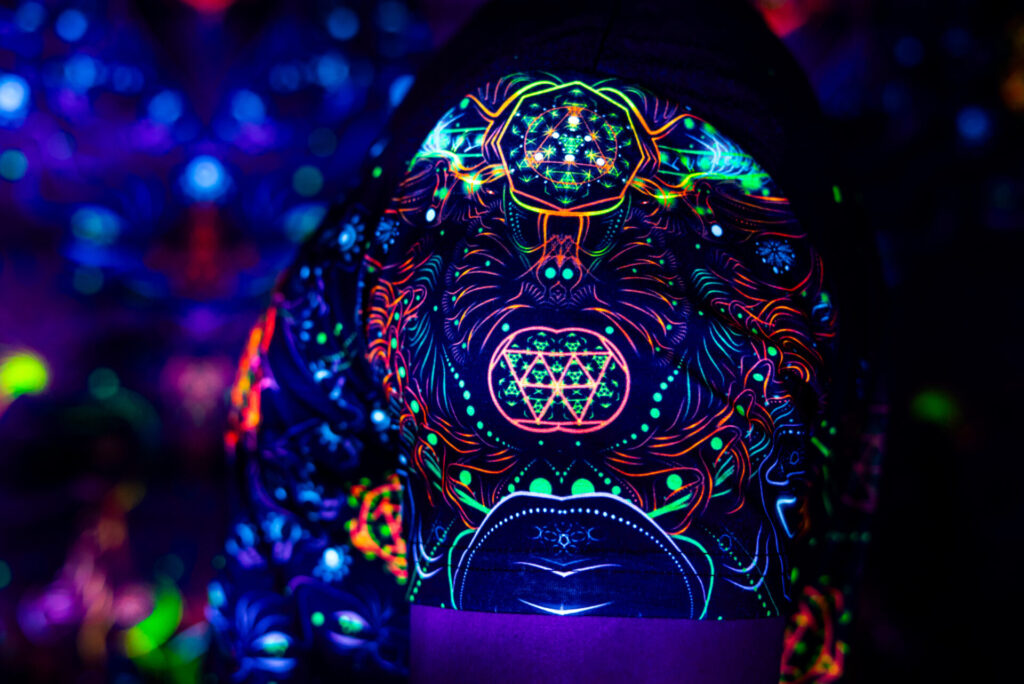 Psychedelic Rave Outfit Swarupa, UV Active Full Print T-Shirt