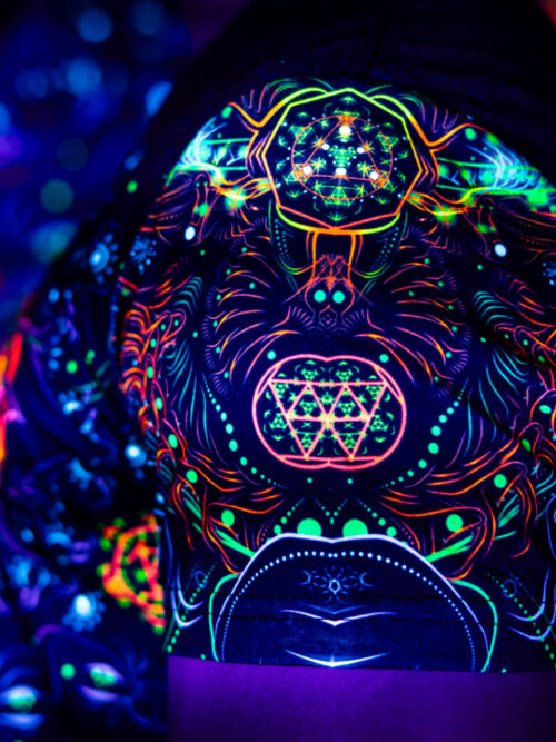Psychedelic Rave Outfit Swarupa, UV Active Full Print T-Shirt - Image 8
