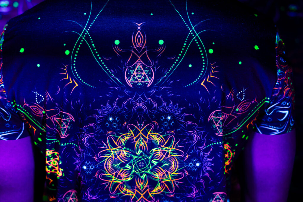 Psychedelic Rave Outfit Swarupa, UV Active Full Print T-Shirt
