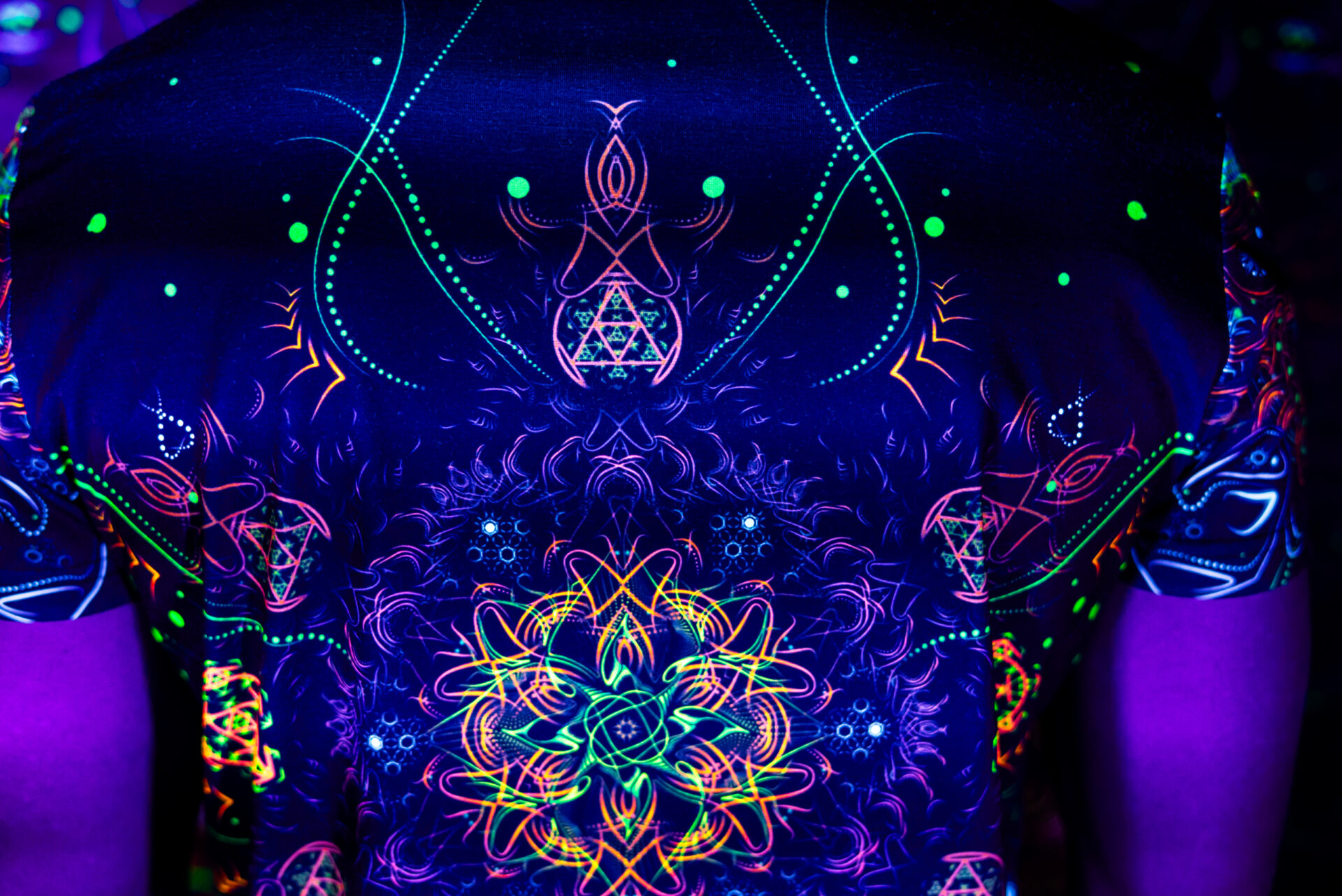 Psychedelic Rave Outfit Swarupa, UV Active Full Print T-Shirt - Image 9