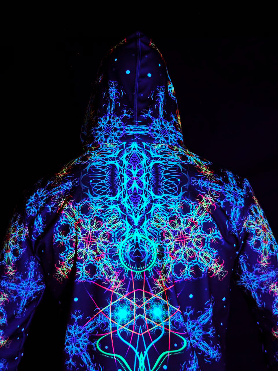 Full Print Rave Outfit Space of Power, UV Festival Clothing, Psychedelic Hoodie - Image 3