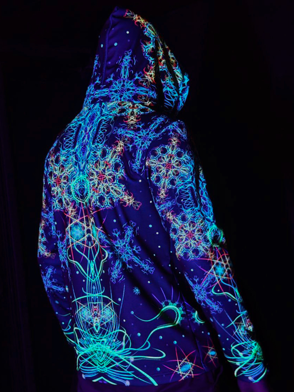 Full Print Rave Outfit Space of Power, UV Festival Clothing, Psychedelic Hoodie - Image 2