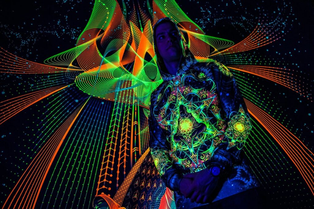 Goa Festival Clothing Reincarnation 2, Psychedelic Rave Outfit, UV Full Print Hoodie